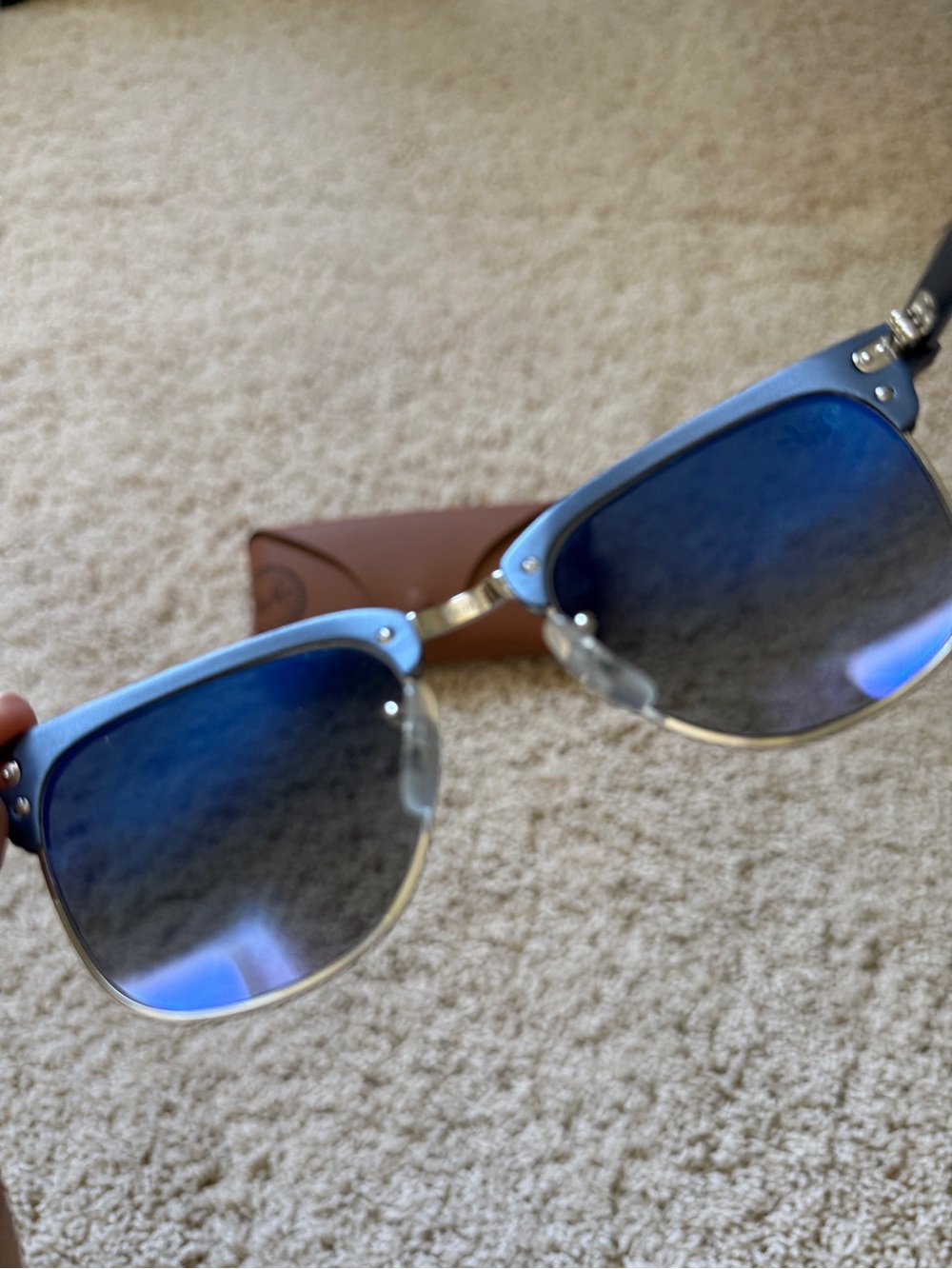 Ray-Ban Blue Clubmaster Sunglasses with Brown Case - Picture 4 of 7